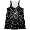 Black And White Cobweb Print Women's Racerback Tank Top