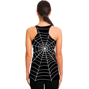 Black And White Cobweb Print Women's Racerback Tank Top