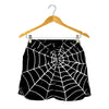Black And White Cobweb Print Women's Shorts