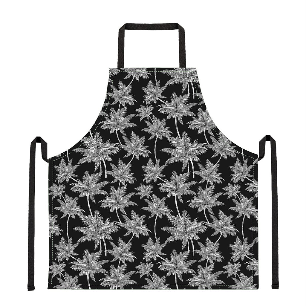 Black And White Coconut Tree Print Apron