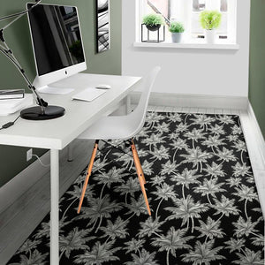 Black And White Coconut Tree Print Area Rug