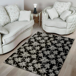 Black And White Coconut Tree Print Area Rug