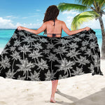 Black And White Coconut Tree Print Beach Sarong Wrap