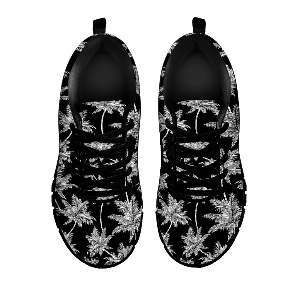 Black And White Coconut Tree Print Black Sneakers