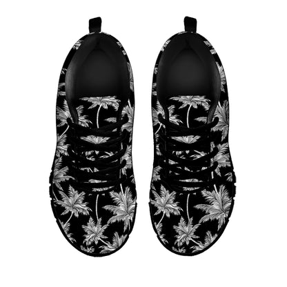 Black And White Coconut Tree Print Black Sneakers