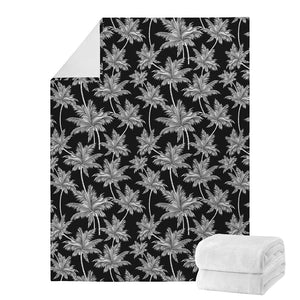 Black And White Coconut Tree Print Blanket