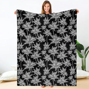 Black And White Coconut Tree Print Blanket