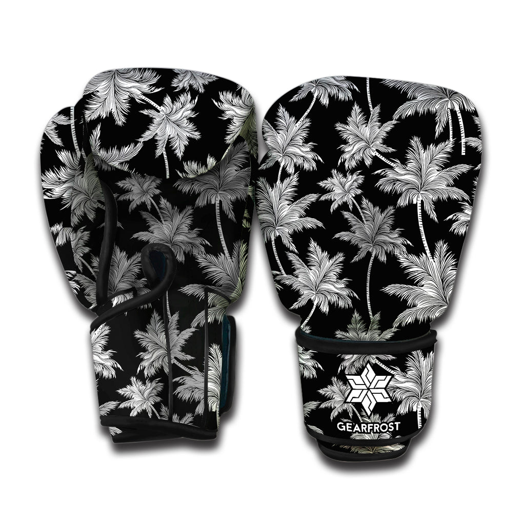 Black And White Coconut Tree Print Boxing Gloves