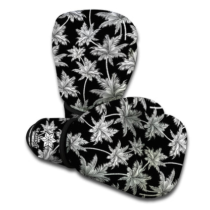 Black And White Coconut Tree Print Boxing Gloves