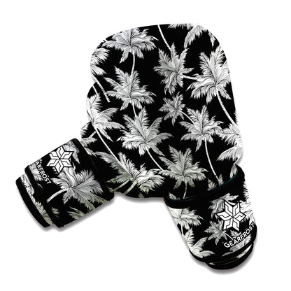 Black And White Coconut Tree Print Boxing Gloves
