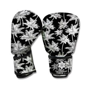 Black And White Coconut Tree Print Boxing Gloves