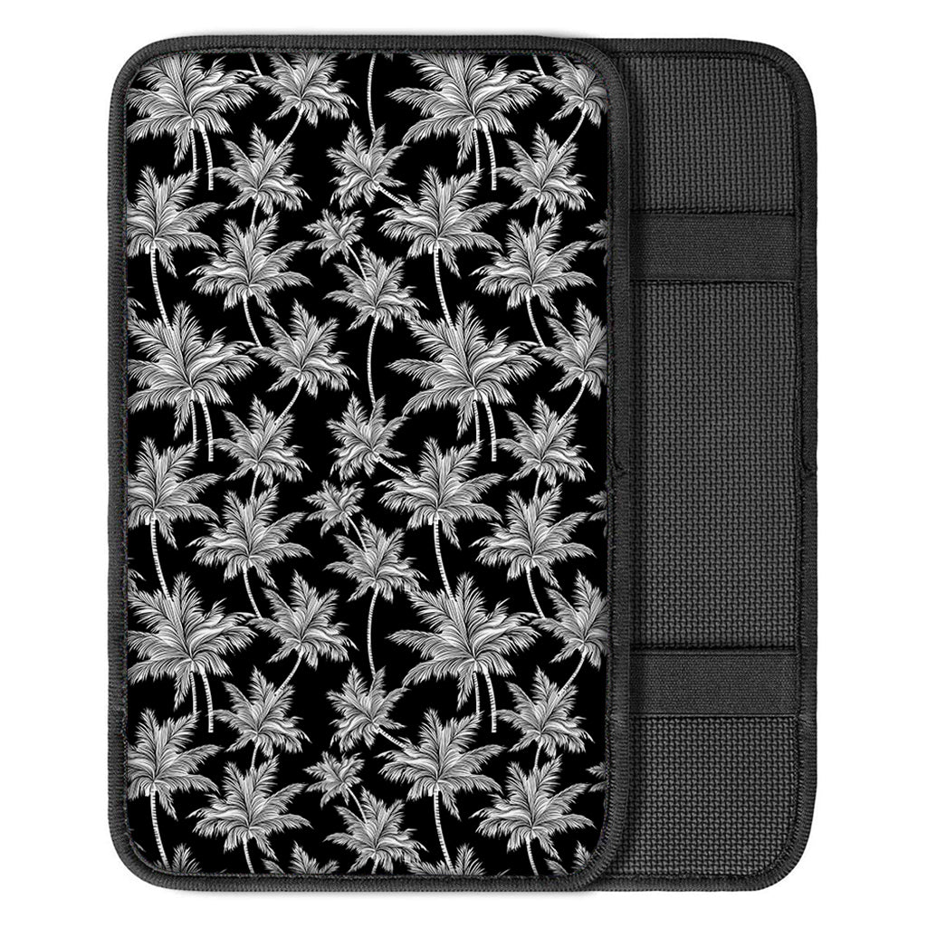 Black And White Coconut Tree Print Car Center Console Cover
