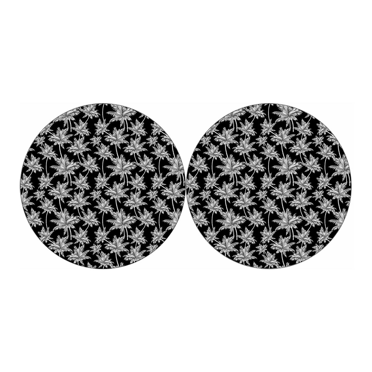 Black And White Coconut Tree Print Car Coasters