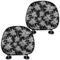 Black And White Coconut Tree Print Car Headrest Covers
