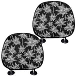 Black And White Coconut Tree Print Car Headrest Covers