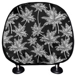 Black And White Coconut Tree Print Car Headrest Covers