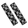 Black And White Coconut Tree Print Car Seat Belt Covers