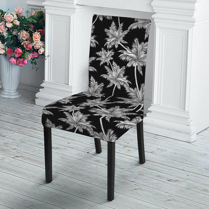 Black And White Coconut Tree Print Dining Chair Slipcover