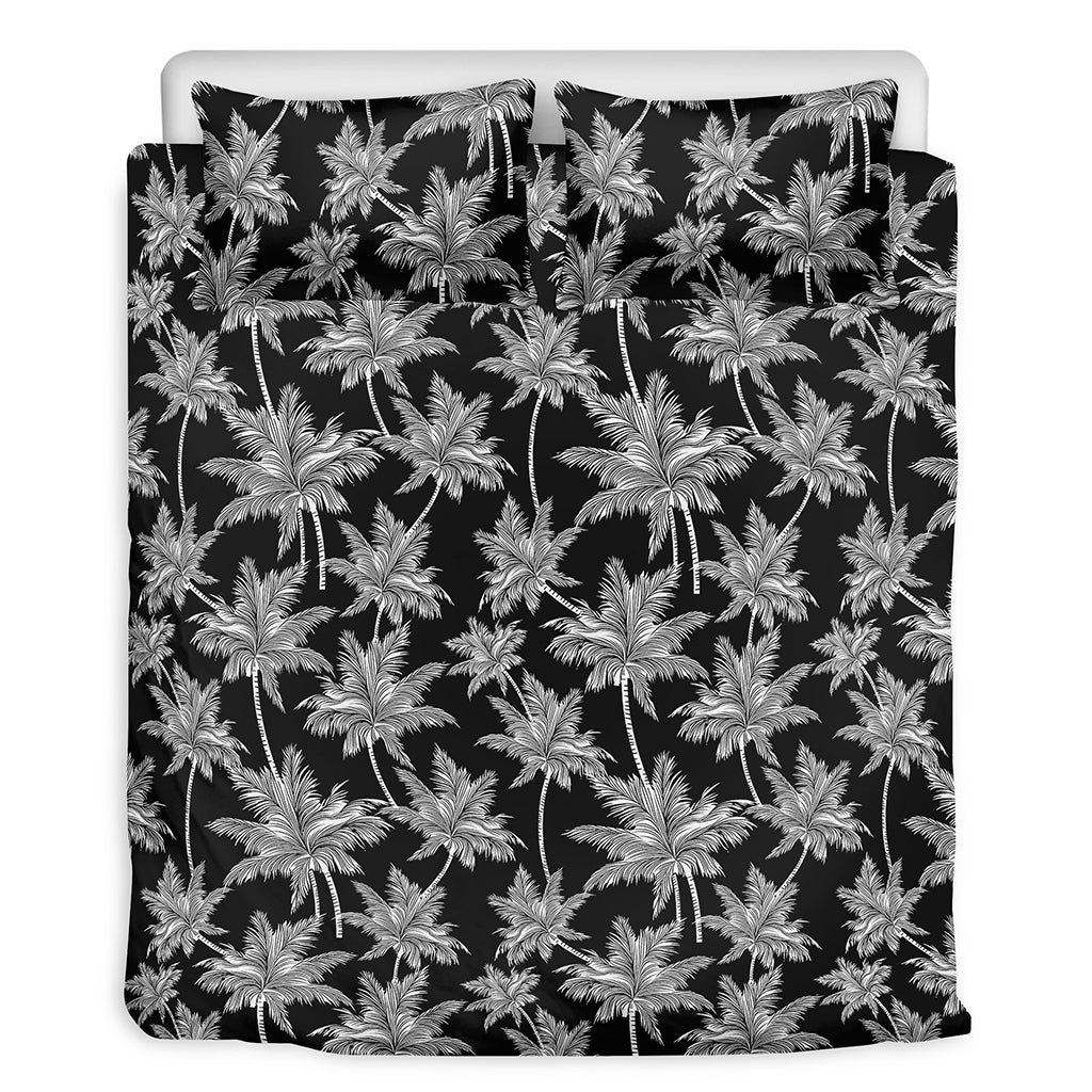 Black And White Coconut Tree Print Duvet Cover Bedding Set