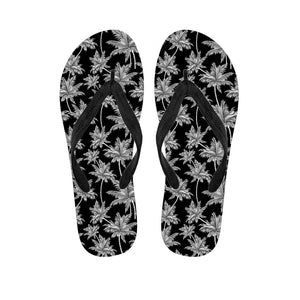 Black And White Coconut Tree Print Flip Flops