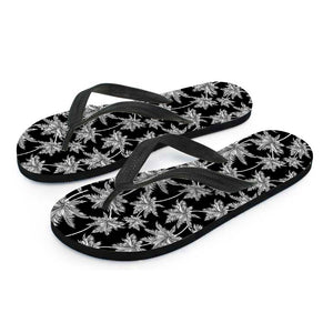 Black And White Coconut Tree Print Flip Flops