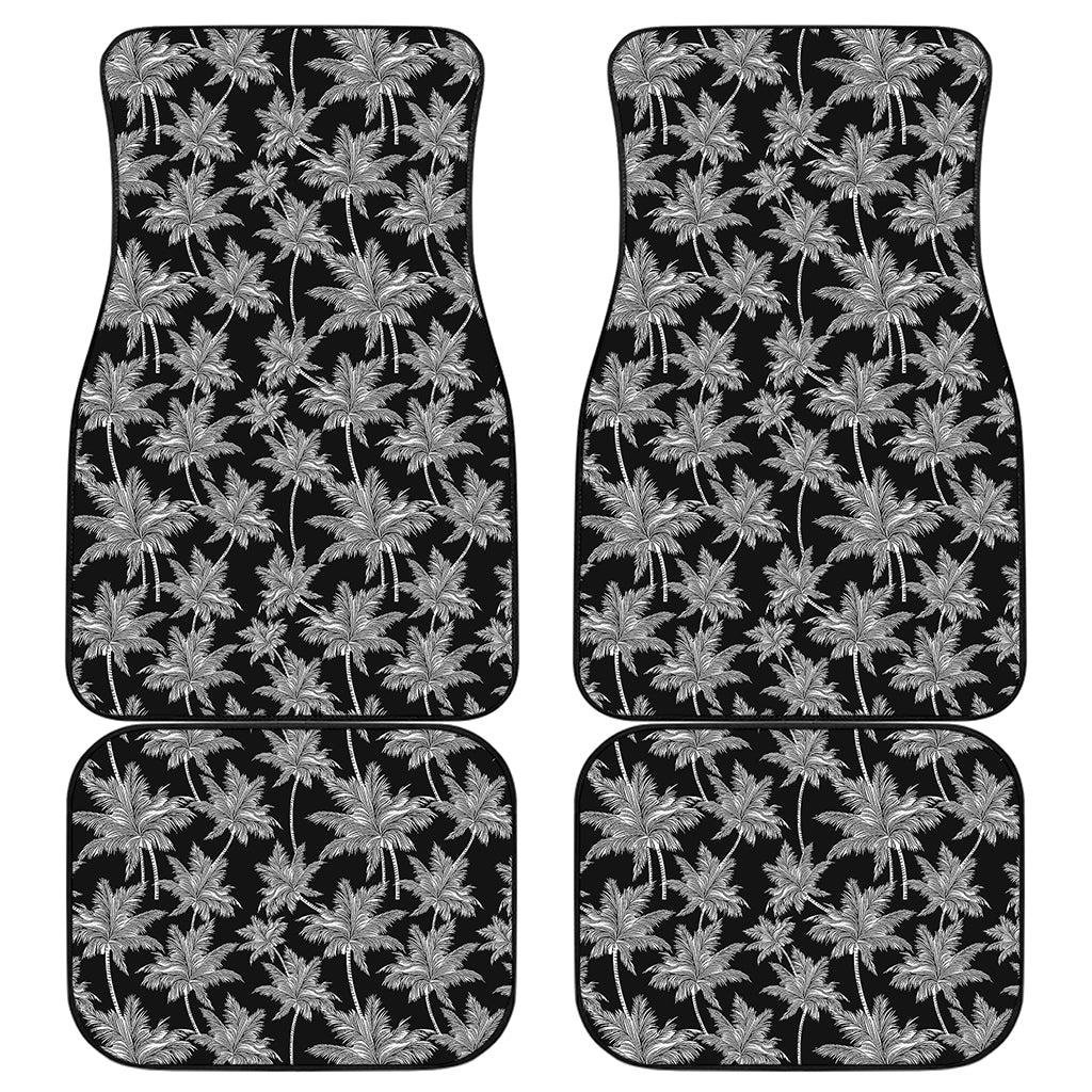 Black And White Coconut Tree Print Front and Back Car Floor Mats