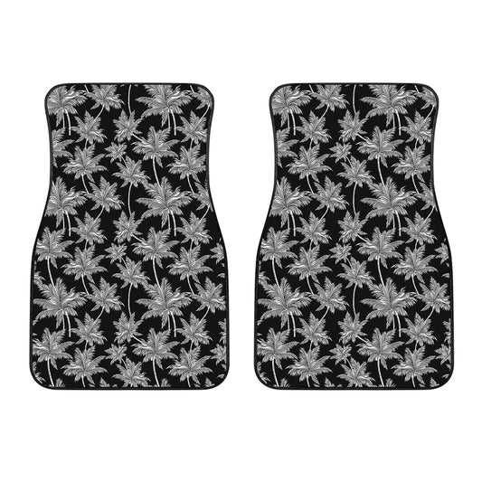 Black And White Coconut Tree Print Front Car Floor Mats