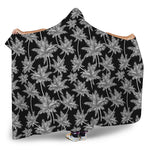Black And White Coconut Tree Print Hooded Blanket