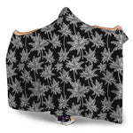 Black And White Coconut Tree Print Hooded Blanket