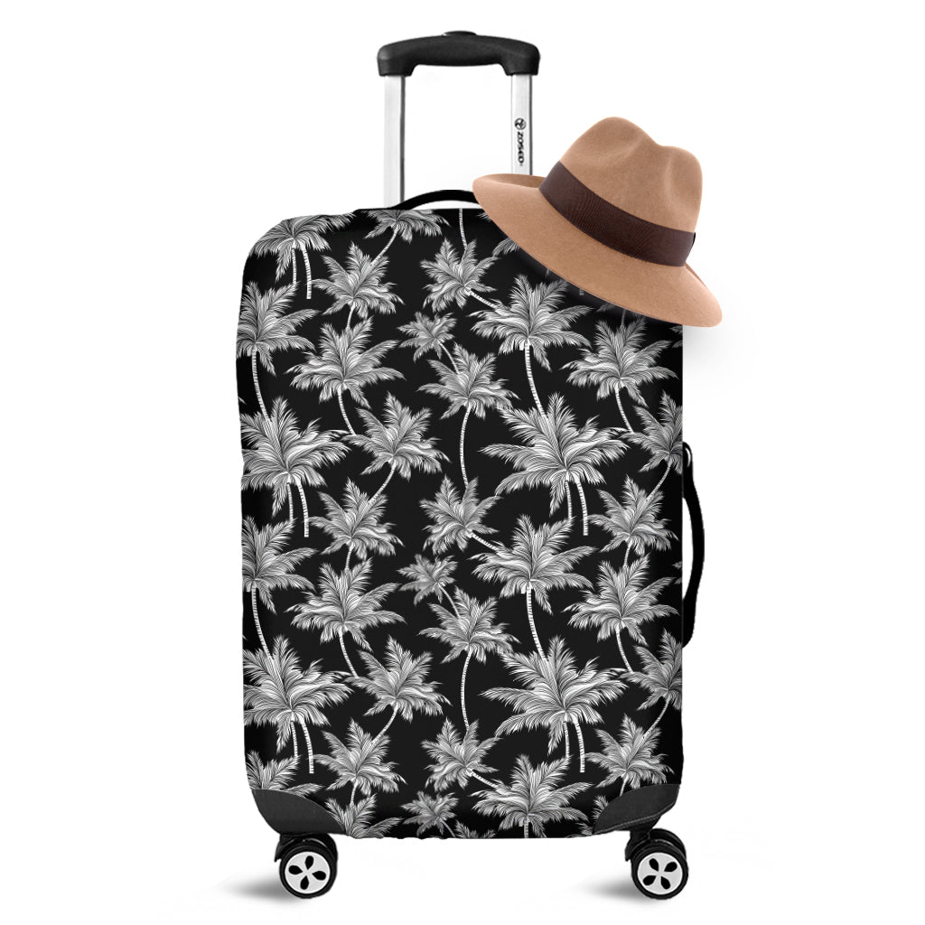 Black And White Coconut Tree Print Luggage Cover