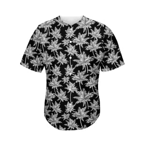 Black And White Coconut Tree Print Men's Baseball Jersey