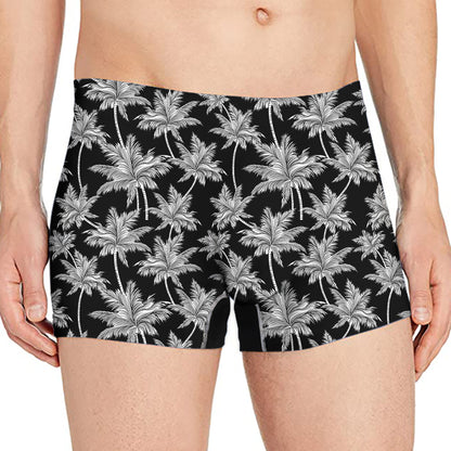 Black And White Coconut Tree Print Men's Boxer Briefs