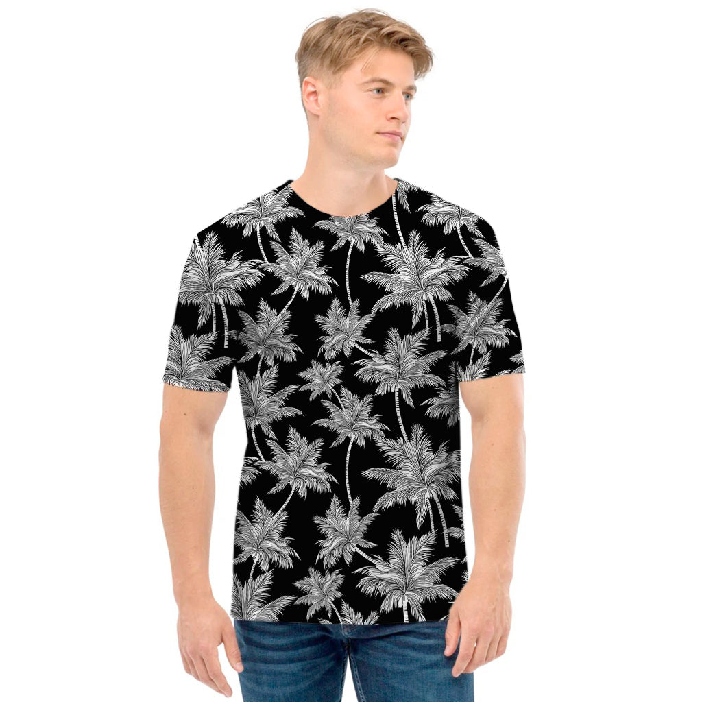 Black And White Coconut Tree Print Men's T-Shirt