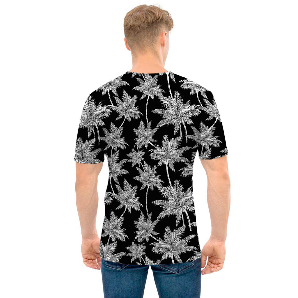 Black And White Coconut Tree Print Men's T-Shirt