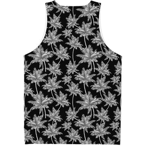 Black And White Coconut Tree Print Men's Tank Top