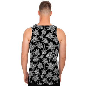 Black And White Coconut Tree Print Men's Tank Top