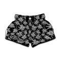 Black And White Coconut Tree Print Muay Thai Boxing Shorts