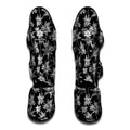 Black And White Coconut Tree Print Muay Thai Shin Guards