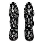 Black And White Coconut Tree Print Muay Thai Shin Guard