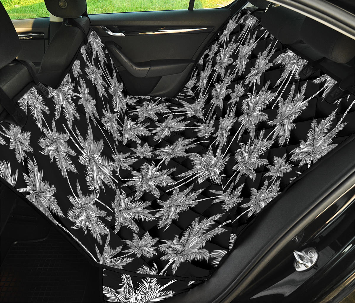 Black And White Coconut Tree Print Pet Car Back Seat Cover