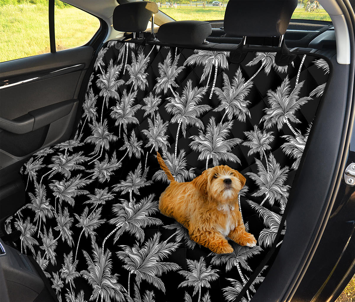 Black And White Coconut Tree Print Pet Car Back Seat Cover