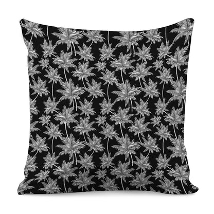Black And White Coconut Tree Print Pillow Cover