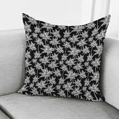 Black And White Coconut Tree Print Pillow Cover