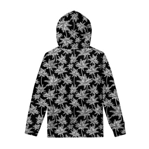 Black And White Coconut Tree Print Pullover Hoodie