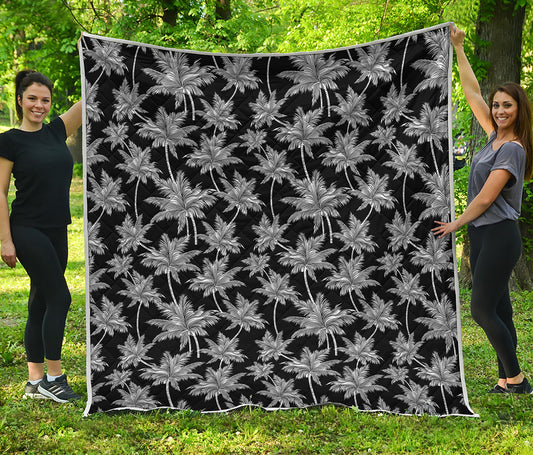 Black And White Coconut Tree Print Quilt