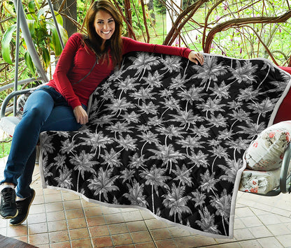 Black And White Coconut Tree Print Quilt