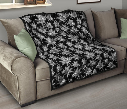 Black And White Coconut Tree Print Quilt