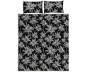 Black And White Coconut Tree Print Quilt Bed Set
