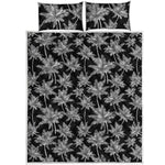 Black And White Coconut Tree Print Quilt Bed Set