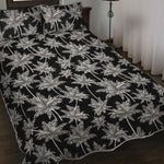 Black And White Coconut Tree Print Quilt Bed Set